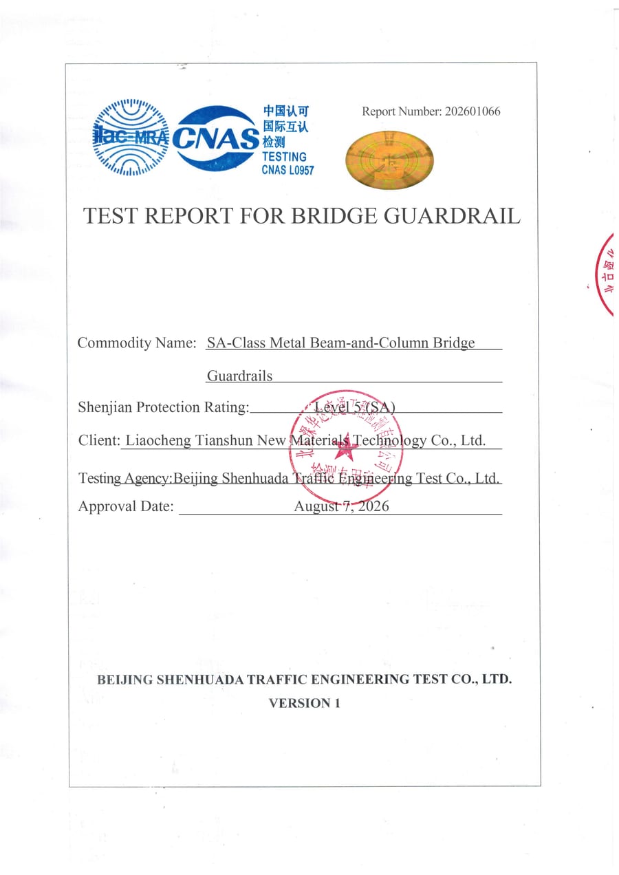 Bridge guardrail test report cover